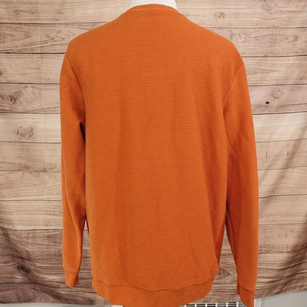 H&M Sweater Mens XL Orange Crew Neck Pullover Ribbed Knit Regular Long Sleeve